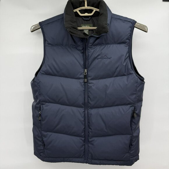 Eddie Bauer EB700 Premium Goose Down Men’s Medium Navy Full Zip Puffer Vest - Picture 1 of 11